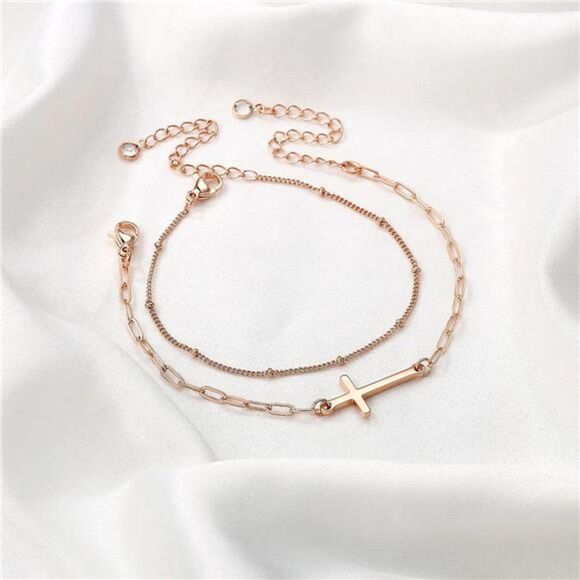 New Layered Bracelet Dainty Bracelet Gift for Women 14K Gold Filled Adjustable - Picture 1 of 5